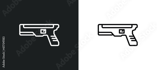 blaster line icon in white and black colors. blaster flat vector icon from blaster collection for web, mobile apps and ui.