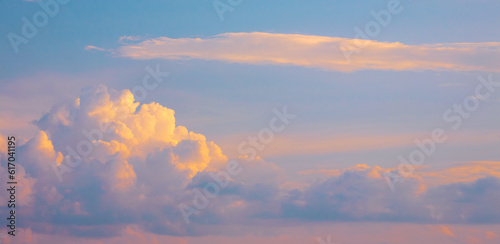 abstract beautiful sunset blue sky background with sunny cloud photo
