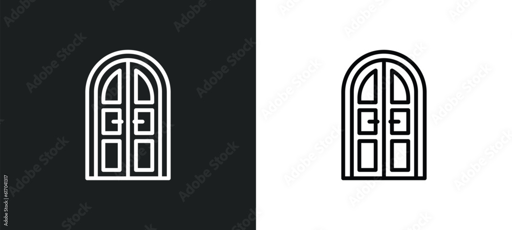 double door line icon in white and black colors. double door flat vector icon from double door collection for web, mobile apps and ui.