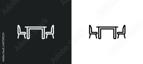 dining room line icon in white and black colors. dining room flat vector icon from dining room collection for web, mobile apps and ui.