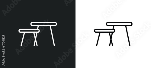 coffee table line icon in white and black colors. coffee table flat vector icon from coffee table collection for web, mobile apps and ui. © IconArt