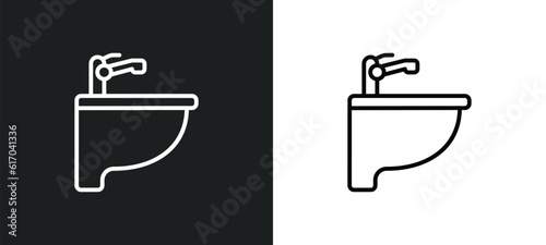 bidet line icon in white and black colors. bidet flat vector icon from bidet collection for web, mobile apps and ui.