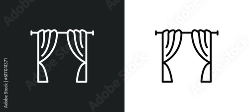 curtains line icon in white and black colors. curtains flat vector icon from curtains collection for web, mobile apps and ui.