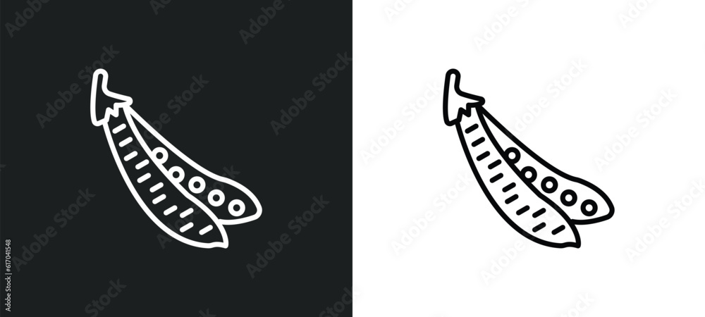 pea line icon in white and black colors. pea flat vector icon from pea collection for web, mobile apps and ui.