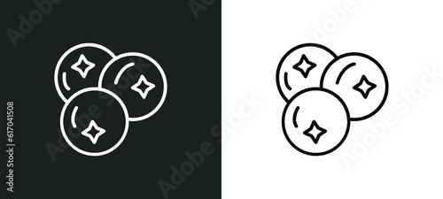 blueberries line icon in white and black colors. blueberries flat vector icon from blueberries collection for web, mobile apps and ui.