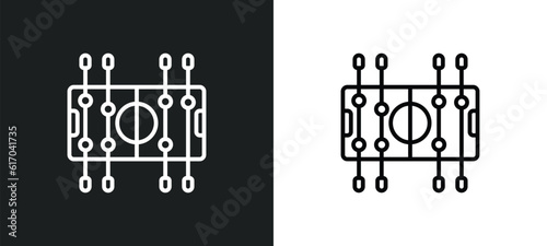 table football line icon in white and black colors. table football flat vector icon from table football collection for web, mobile apps and ui.