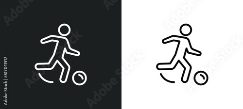 soccer player line icon in white and black colors. soccer player flat vector icon from soccer player collection for web, mobile apps and ui.