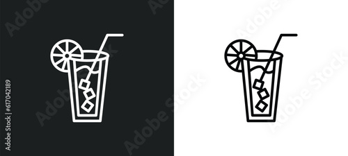 cold drink line icon in white and black colors. cold drink flat vector icon from cold drink collection for web, mobile apps and ui.