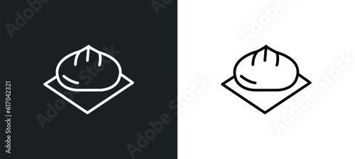 wonton line icon in white and black colors. wonton flat vector icon from wonton collection for web, mobile apps and ui.