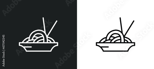 chow mein line icon in white and black colors. chow mein flat vector icon from chow mein collection for web, mobile apps and ui.