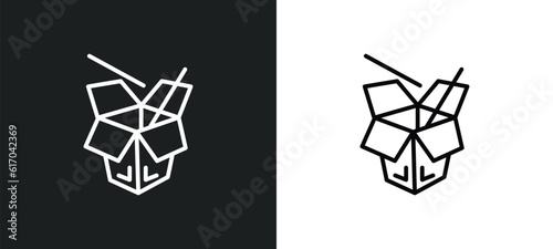 chinese food line icon in white and black colors. chinese food flat vector icon from chinese food collection for web, mobile apps and ui.