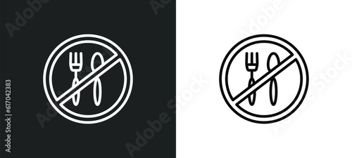 no eating line icon in white and black colors. no eating flat vector icon from no eating collection for web, mobile apps and ui.