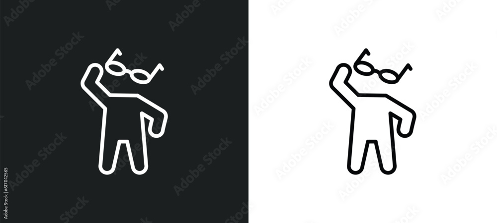 cool human line icon in white and black colors. cool human flat vector icon from cool human collection for web, mobile apps and ui.