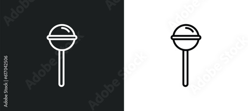 lollypop line icon in white and black colors. lollypop flat vector icon from lollypop collection for web, mobile apps and ui.