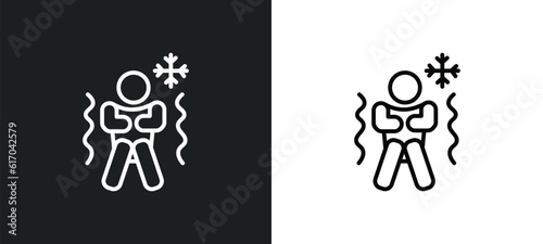 cold human line icon in white and black colors. cold human flat vector icon from cold human collection for web, mobile apps and ui.