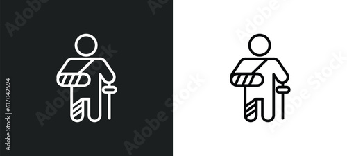 broken human line icon in white and black colors. broken human flat vector icon from broken human collection for web, mobile apps and ui.