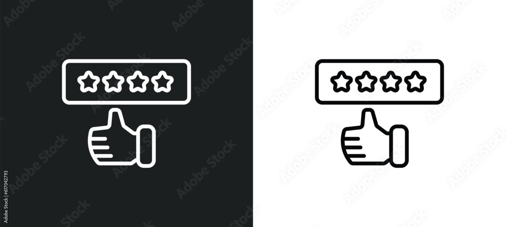good review line icon in white and black colors. good review flat vector icon from good review collection for web, mobile apps and ui.