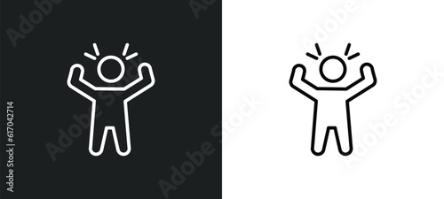 aggravated human line icon in white and black colors. aggravated human flat vector icon from aggravated human collection for web, mobile apps and ui.