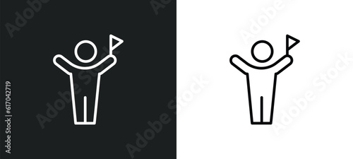 accomplished human line icon in white and black colors. accomplished human flat vector icon from accomplished human collection for web, mobile apps and ui.