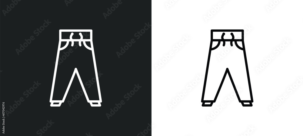 trousers line icon in white and black colors. trousers flat vector icon from trousers collection for web, mobile apps and ui.