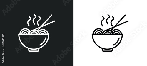noodles line icon in white and black colors. noodles flat vector icon from noodles collection for web, mobile apps and ui.