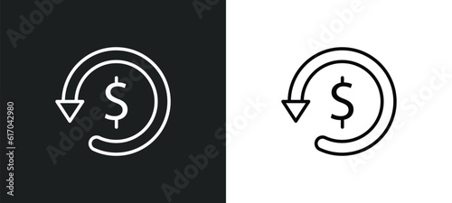 refund line icon in white and black colors. refund flat vector icon from refund collection for web, mobile apps and ui.