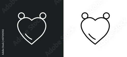 heart pendant line icon in white and black colors. heart pendant flat vector icon from heart pendant collection for web, mobile apps and ui.