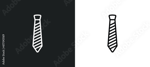 stripped tie line icon in white and black colors. stripped tie flat vector icon from stripped tie collection for web, mobile apps and ui.