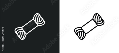 skein line icon in white and black colors. skein flat vector icon from skein collection for web, mobile apps and ui.
