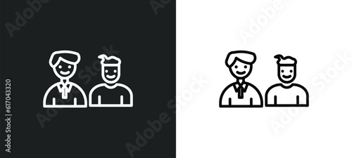 step-brother line icon in white and black colors. step-brother flat vector icon from step-brother collection for web, mobile apps and ui.