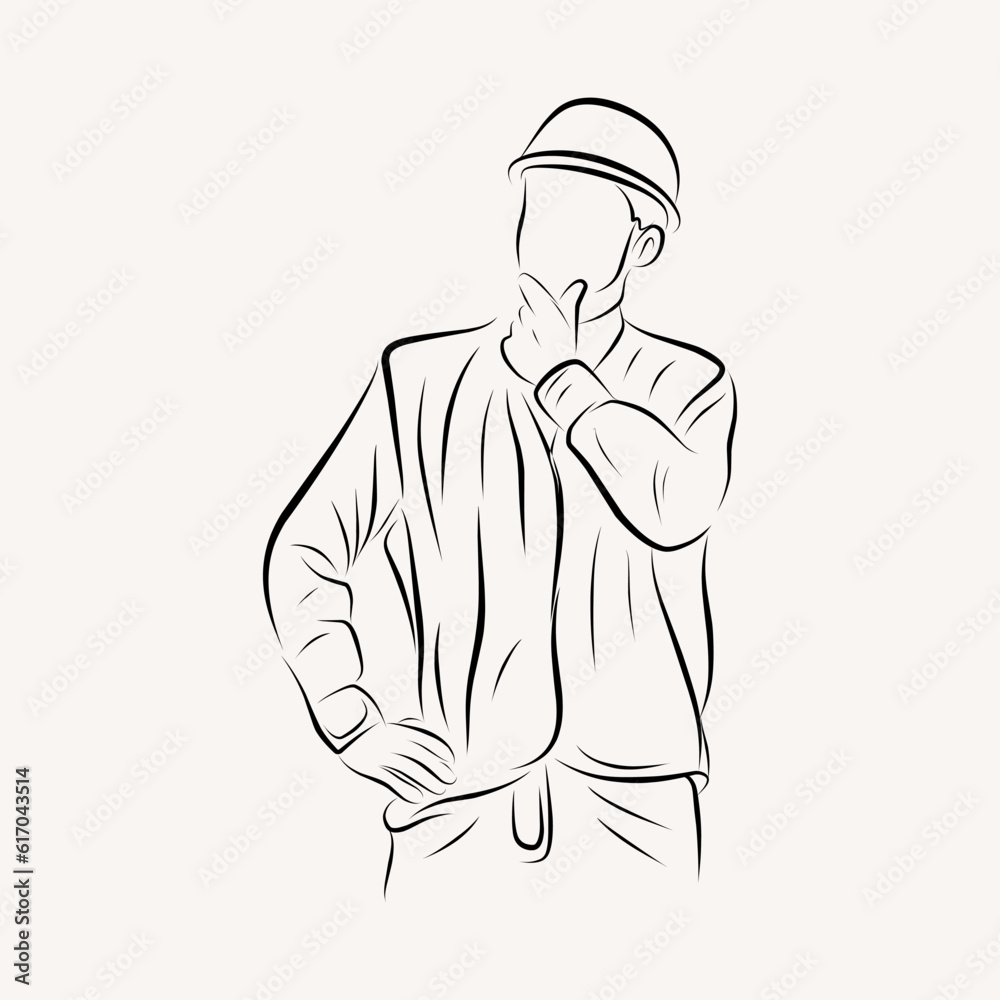engineering outline character line art illustration engineering outline character line art illustration