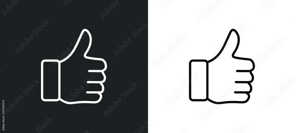 thumbs up line icon in white and black colors. thumbs up flat vector icon from thumbs up collection for web, mobile apps and ui. thumbs up line icon in white and black colors. thumbs up flat vector icon from thumbs up collection for web, mobile apps and ui.