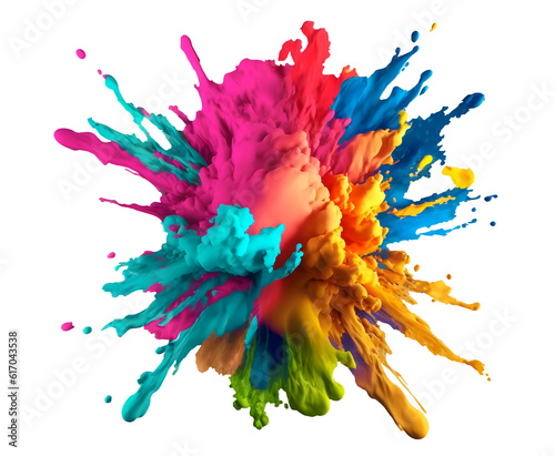 Colorful rainbow holi paint splash, color powder explosion, AI generated image