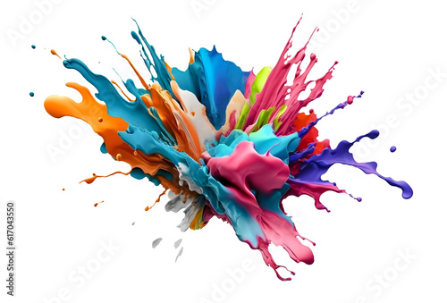 Colorful rainbow holi paint splash, color powder explosion, AI generated image