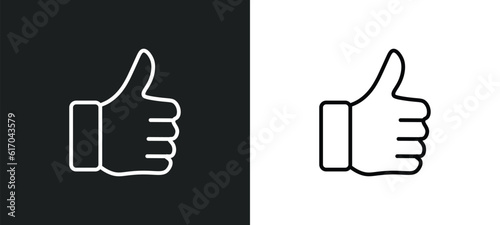 thumbs up line icon in white and black colors. thumbs up flat vector icon from thumbs up collection for web, mobile apps and ui.