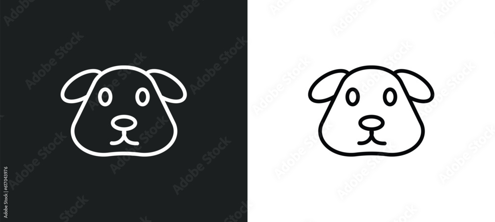 dog emoji line icon in white and black colors. dog emoji flat vector icon from dog emoji collection for web, mobile apps and ui.