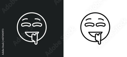 drool emoji line icon in white and black colors. drool emoji flat vector icon from drool emoji collection for web, mobile apps and ui.