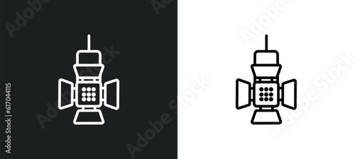 reflector line icon in white and black colors. reflector flat vector icon from reflector collection for web, mobile apps and ui.