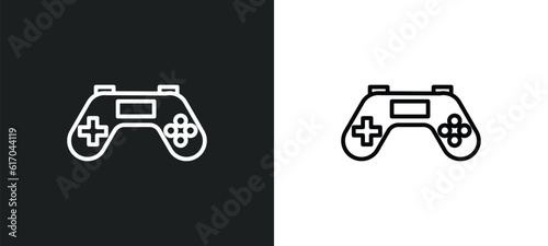 joypad line icon in white and black colors. joypad flat vector icon from joypad collection for web, mobile apps and ui.
