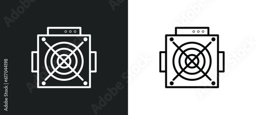 asic miner line icon in white and black colors. asic miner flat vector icon from asic miner collection for web, mobile apps and ui.