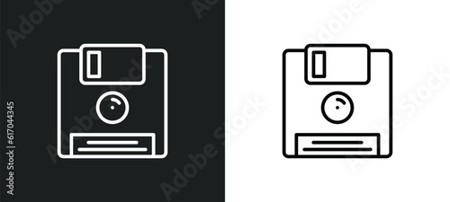 floppy line icon in white and black colors. floppy flat vector icon from floppy collection for web, mobile apps and ui.
