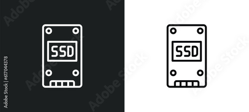 ssd line icon in white and black colors. ssd flat vector icon from ssd collection for web, mobile apps and ui.