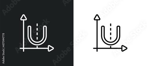 parabolic function line icon in white and black colors. parabolic function flat vector icon from parabolic function collection for web, mobile apps and ui.