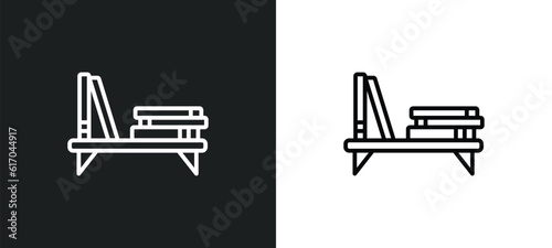 book shelf line icon in white and black colors. book shelf flat vector icon from book shelf collection for web, mobile apps and ui.
