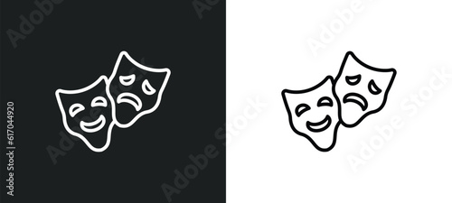 drama line icon in white and black colors. drama flat vector icon from drama collection for web, mobile apps and ui.