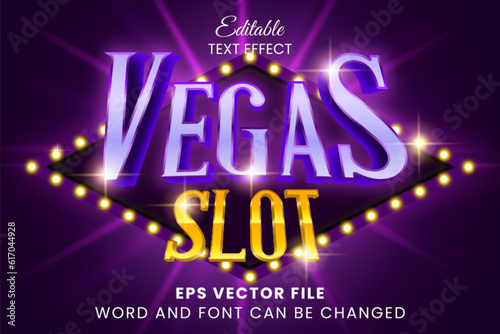 Fototapete Vegas slot 3d big win editable vector text effect