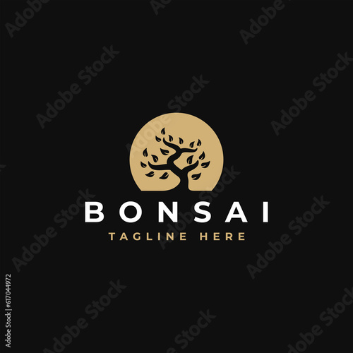 Bonsai tree logo, mini small tree logo design inspiration