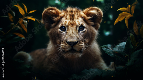 portrait of a lion HD 8K wallpaper Stock Photographic Image