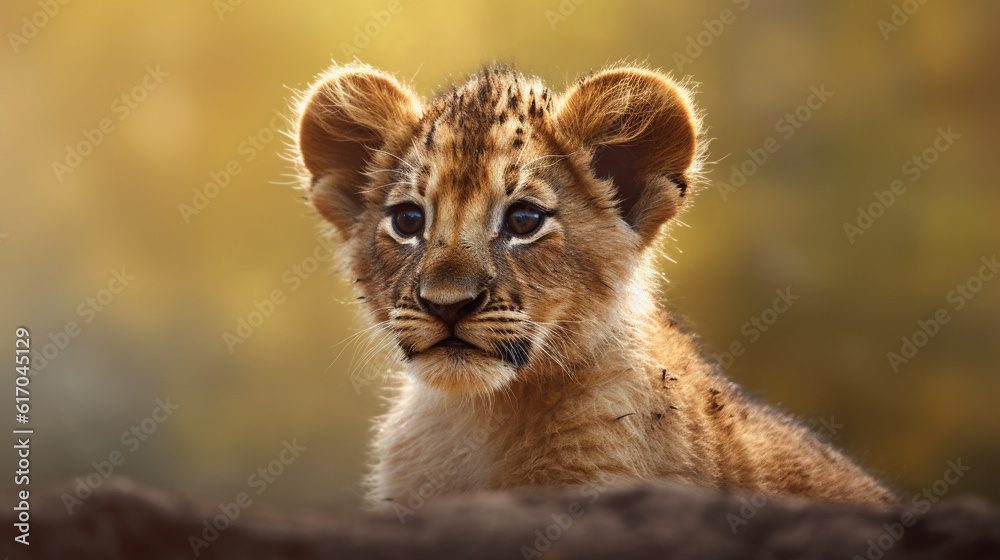 Obraz premium lion cub in the grass HD 8K wallpaper Stock Photographic Image
