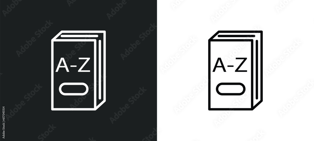 3d dictionary line icon in white and black colors. 3d dictionary flat vector icon from 3d dictionary collection for web, mobile apps and ui. 3d dictionary line icon in white and black colors. 3d dictionary flat vector icon from 3d dictionary collection for web, mobile apps and ui.